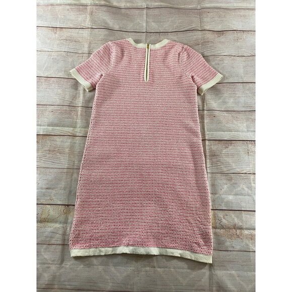 Milly Of New York Women's Pink Short Sleeve Tweed Knit A Line Dress - P - Picture 11 of 12